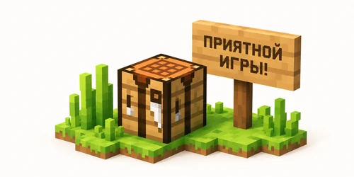 Верстак и табличка в кубическом мире